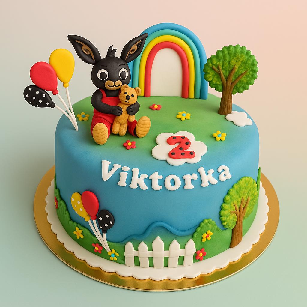 🎂🌈 Veselý dort pro malou oslavenkyni! 🌳🎈
